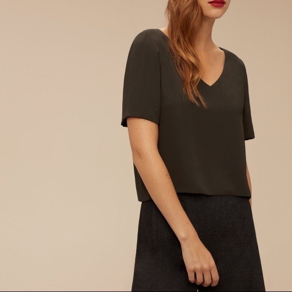 NWT BABATON Randy Blouse, green, XS Aritzia